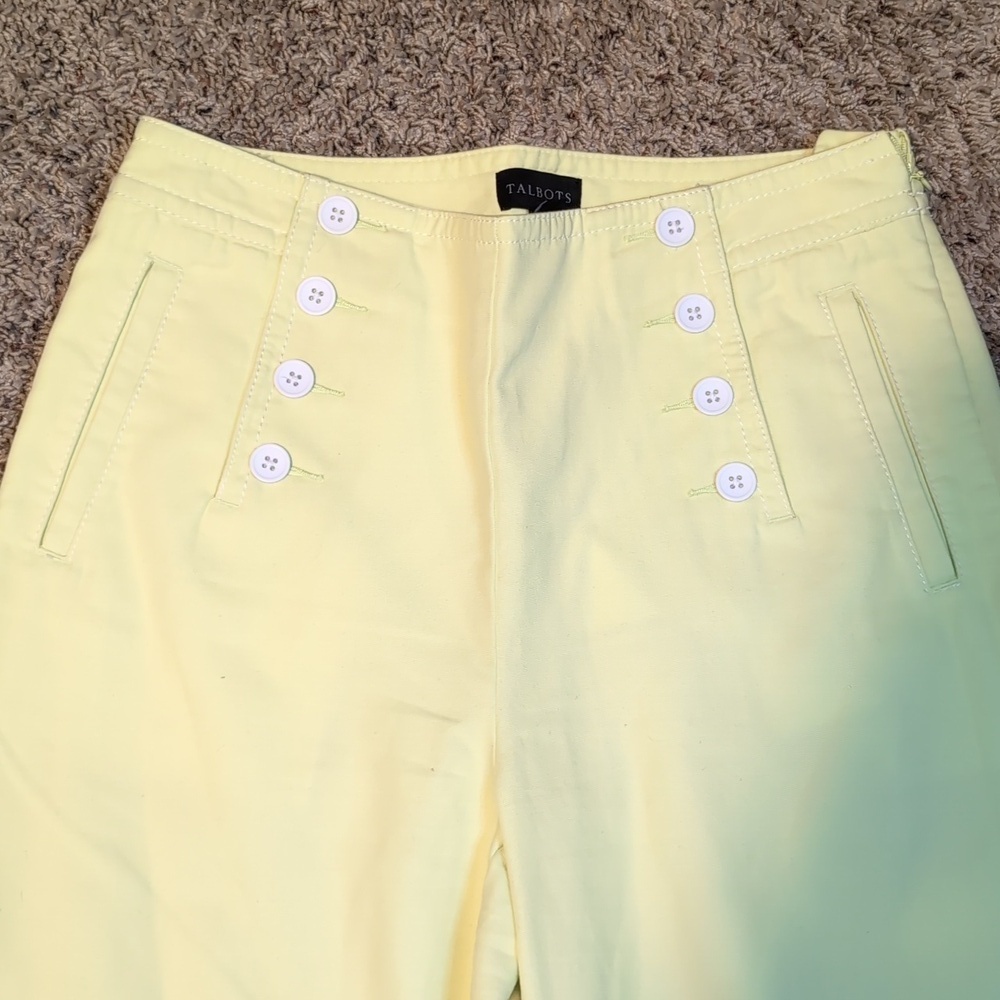 Talbots Sailor Capris Wide Leg Cropped Capri Pants Bright Lemon Sz 6P - Picture 2 of 10